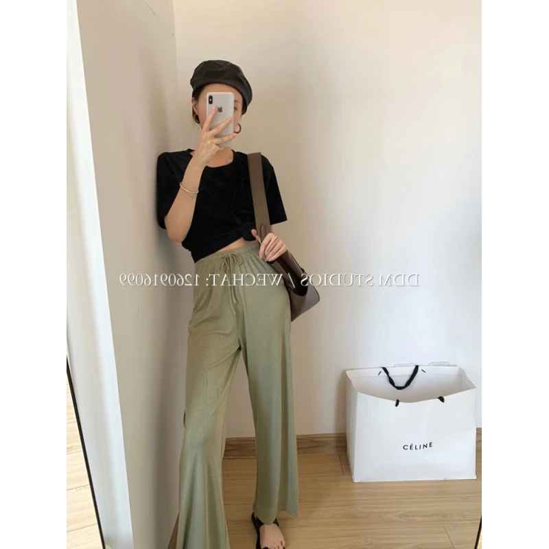 清仓冰丝凉凉裤防晒面膜阔腿裤女夏季薄荷曼波风休闲裤小个子裤子