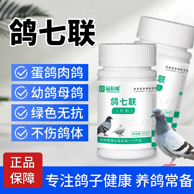 鸽七联鸽子养殖用无精神食欲不振缩头闭眼用饲料添加剂  100片/瓶