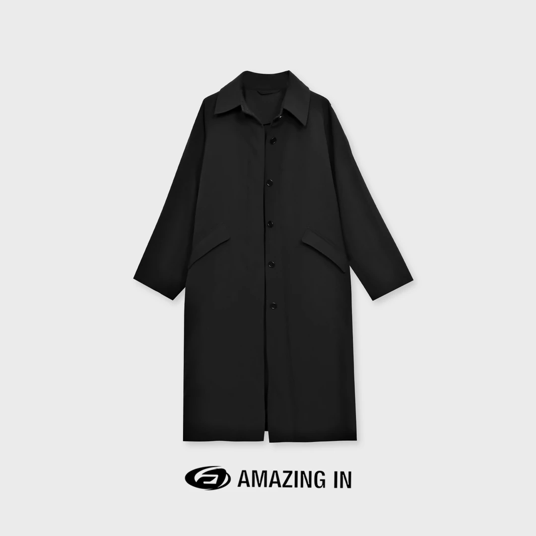 AMAZING IN 翻领单排扣长款鹅绒风衣外套女A231030-ZH23096