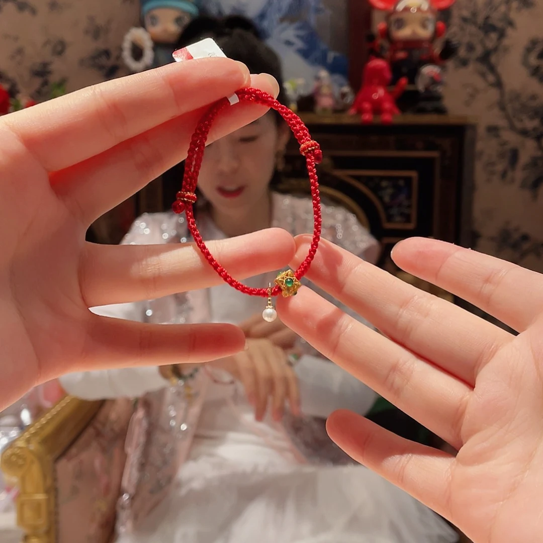 翡翠手绳18K金镶嵌l**g手串