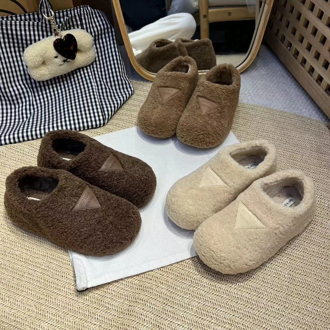 2025冬季韩版舒适懒人加绒保暖软底棉鞋雪地毛毛鞋