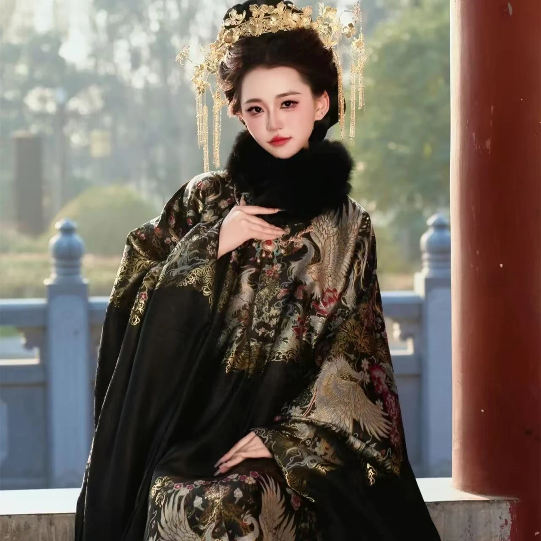 黑凤求凰 大明贵女爆款明制圆领袍长袄重工织金妆花汉服女四季款