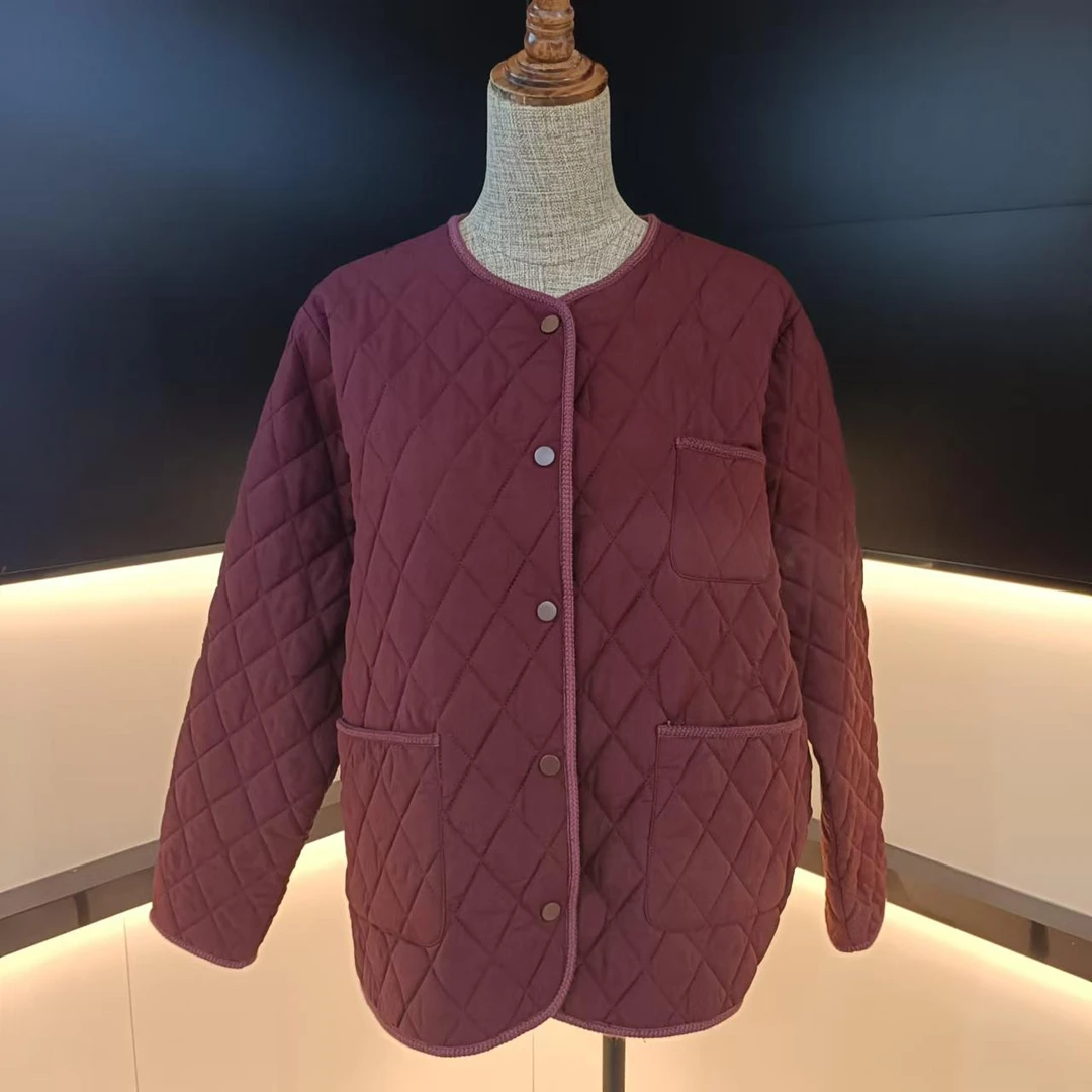 FL女款休闲厚款紫红色短外套【8882】