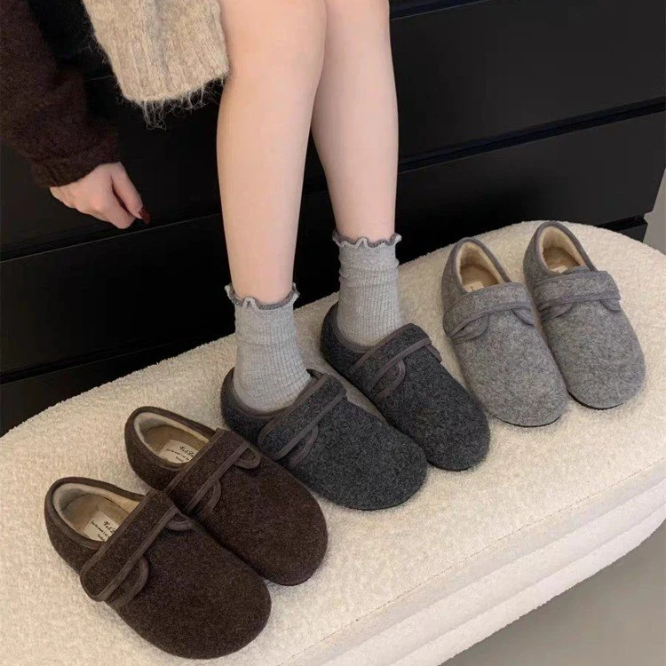 平底勃肯鞋女全包百搭2025年新款秋冬季加绒保暖毛毛棉鞋