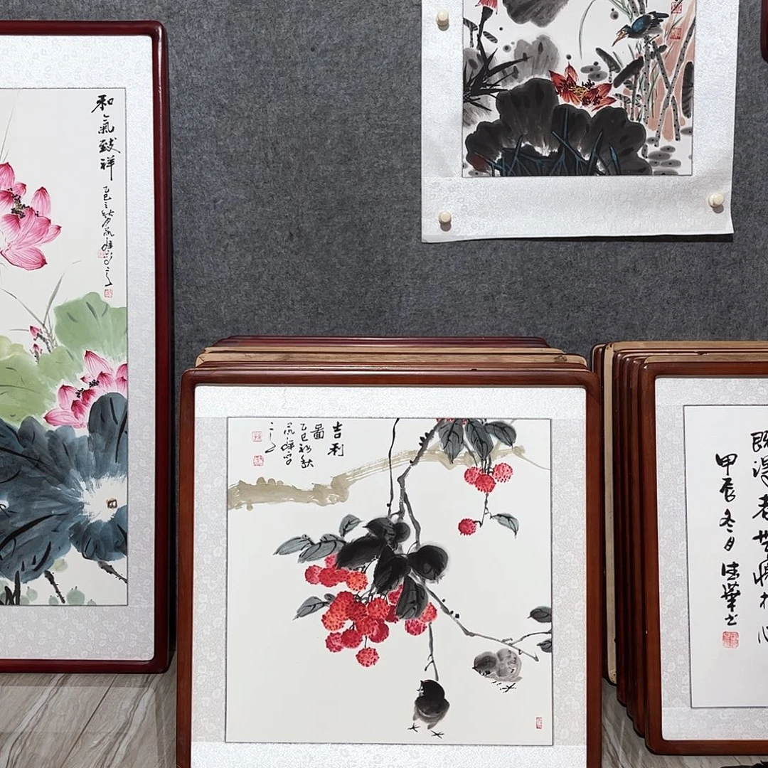 国画书画作品带框63×63