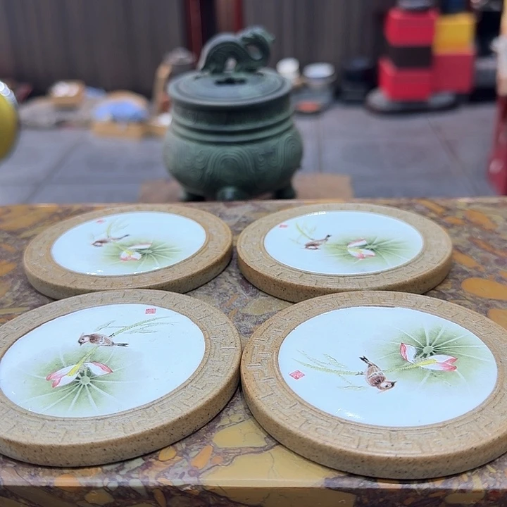 陶烧杯垫一组四个。。。