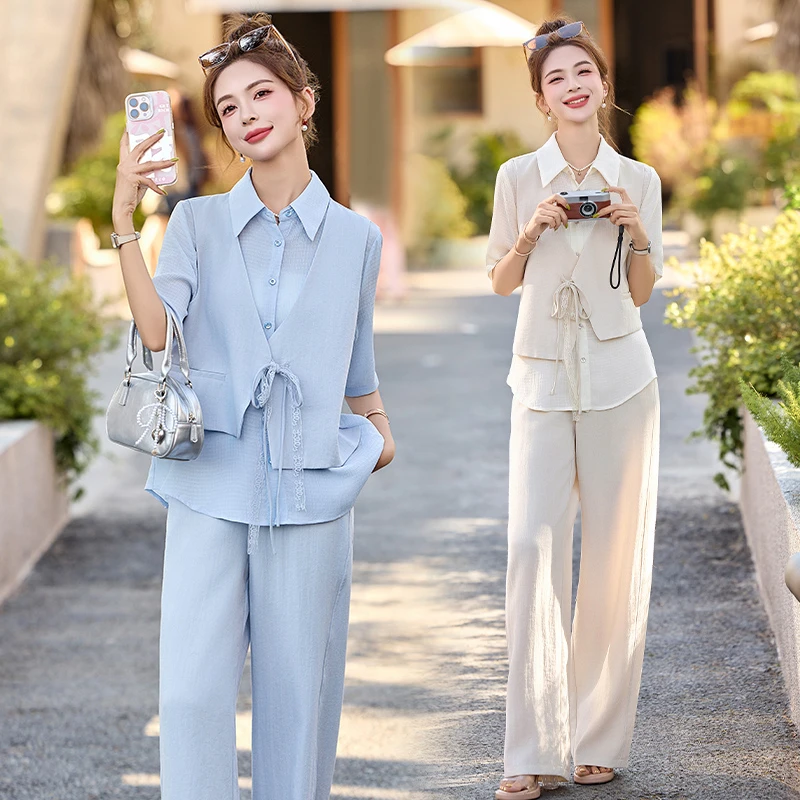 套装小个子气质洋气上衣休闲减龄夏季显瘦宽松女神范洋气衣服女