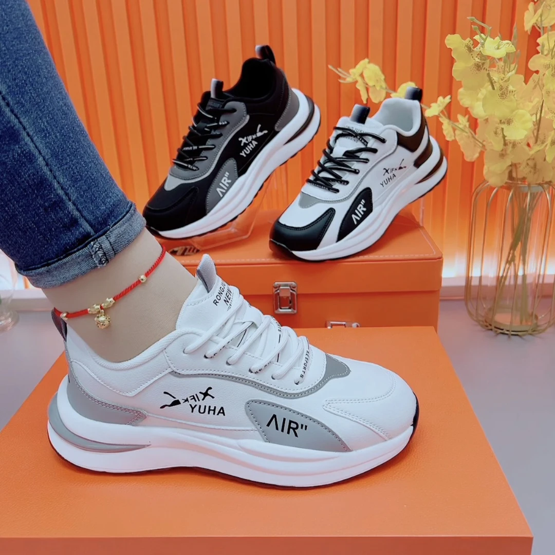 爆款秋冬皮面情侣老爹鞋女时尚百搭显脚小轻便软底男女运动休闲鞋