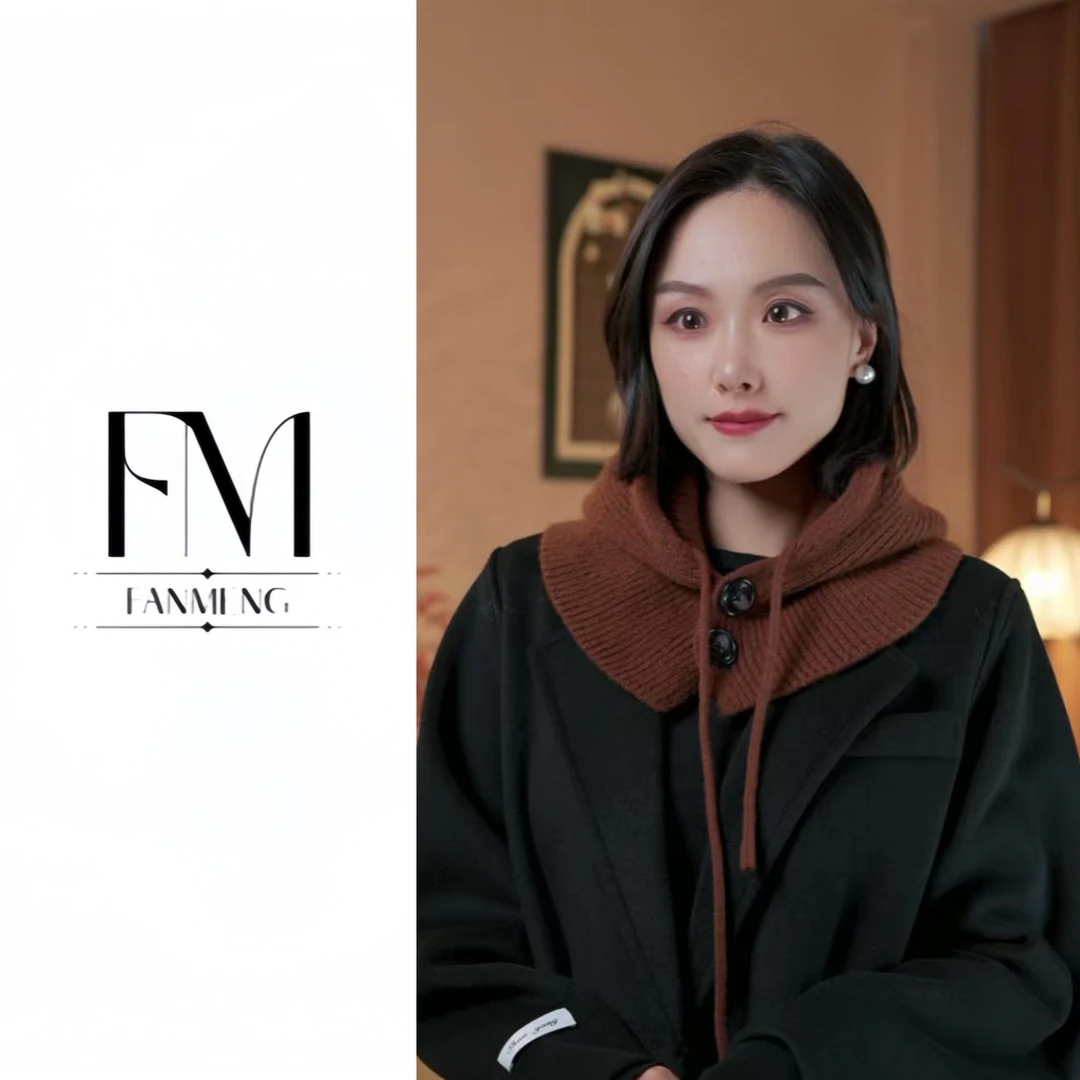 【菲麓饰品 】针织克拉法帽带纽扣女冬季韩版保暖护耳包头帽