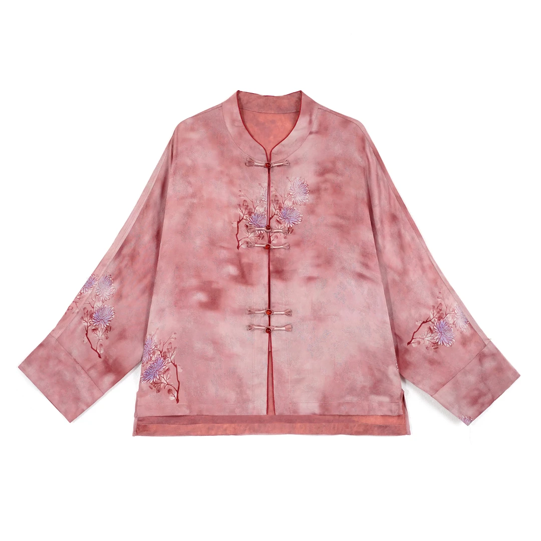 春季新款香云纱国风中式提花上衣时尚百搭香云纱上衣SZ2521405