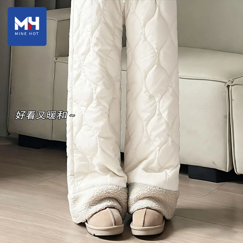 唐狮集团MH羊羔绒防寒棉裤女2025秋冬加绒加厚保暖休闲阔腿裤X