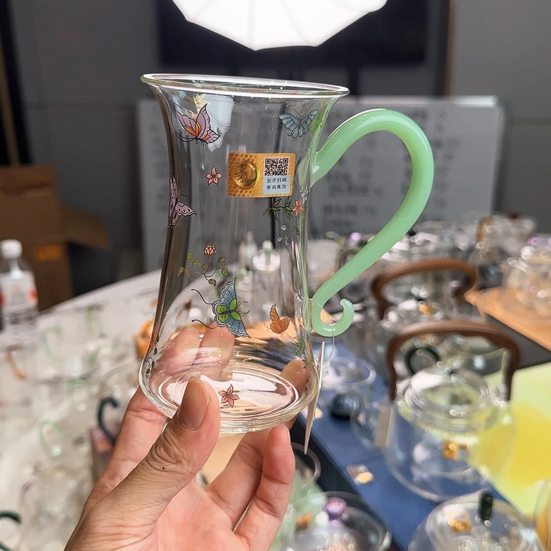 安***儿禾器浅玉色玉凝杯蝶恋花