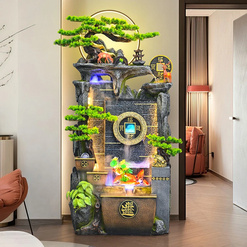 假山流水喷泉客厅鱼缸循环水景观装饰品乔迁新居开业送礼落地摆件