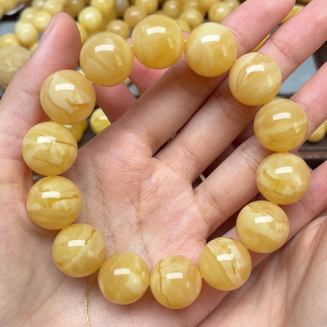 琥珀未镶嵌裸石16+同料妖花手串