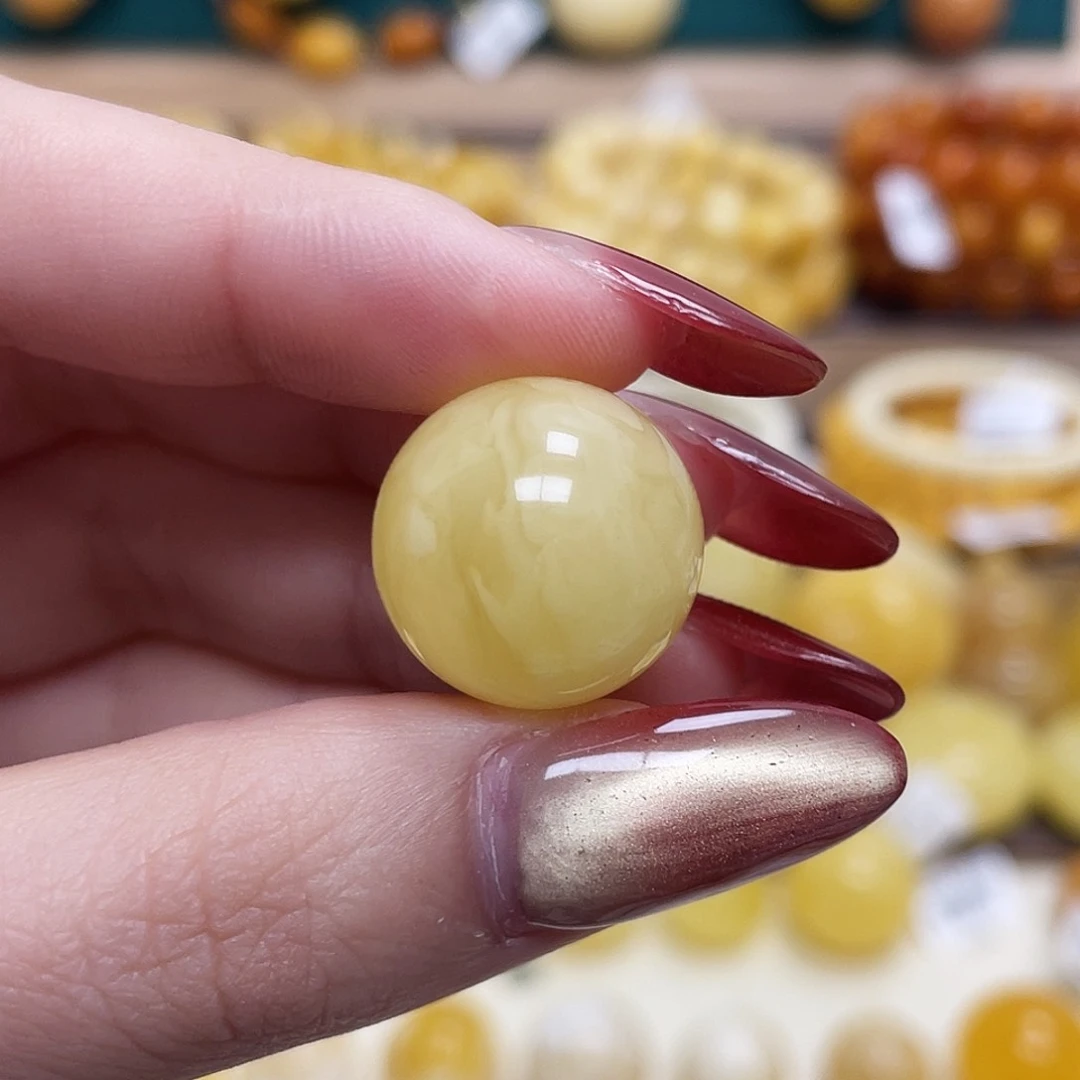 蜜蜡未镶嵌珠宝奇石18mm圆珠 瑕