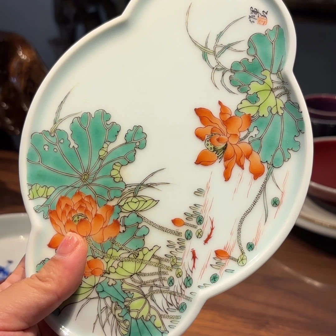 景德镇手绘古彩茶盘