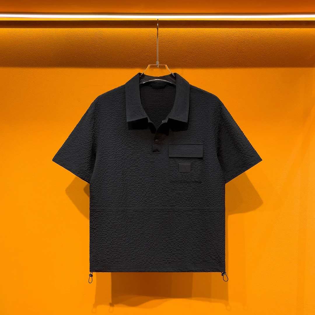 轻奢百搭翻领短袖T恤男潮原创半袖时尚极简薄款透气夏季上衣