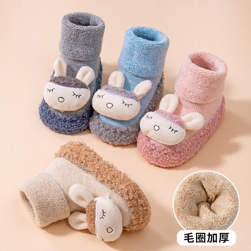婴儿学步鞋袜软底宝宝地板袜套卡通步前鞋秋冬加厚防滑男女儿童鞋