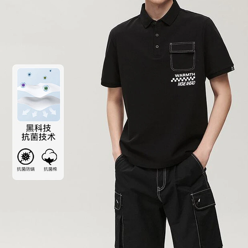 新款弹力撞色时尚阔版印花短袖POLO衫02500