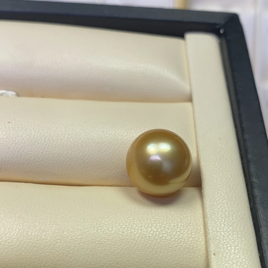 海水珍珠裸珠浓金正圆13.3mm