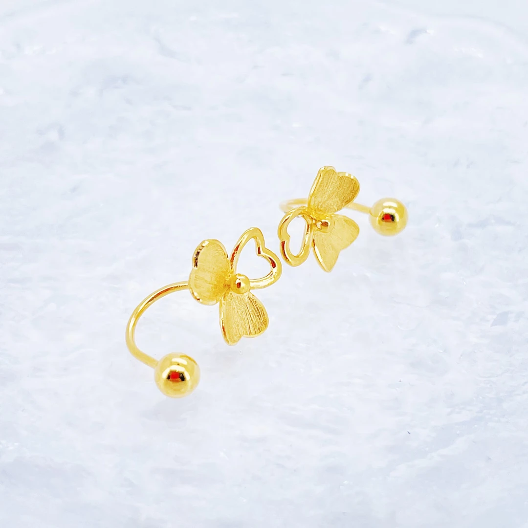 足金999黄金U型三瓣花金耳钉2.78 2522003701