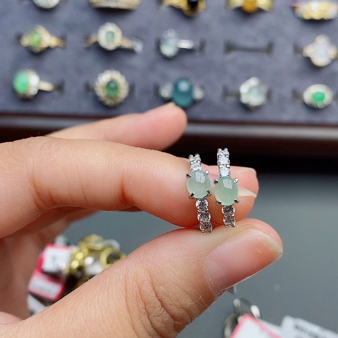 冰***兮银S925镶嵌戒指翡翠11111