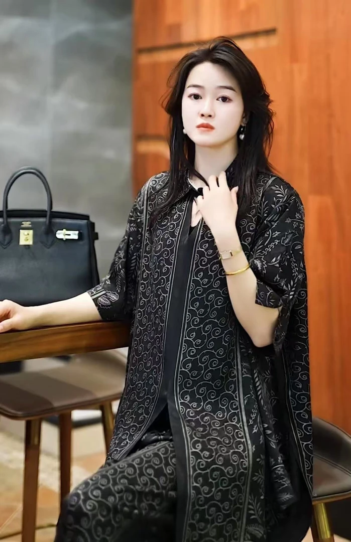 春款上新【夜笙】时尚上档次洋气高档上衣裤子套装-3282#