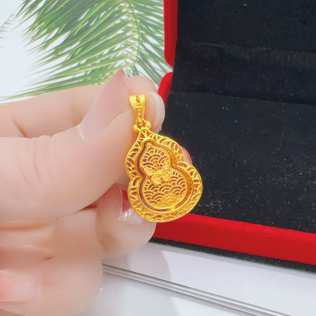 吊坠足银 足银时来运转葫芦蝴蝶吊坠D103