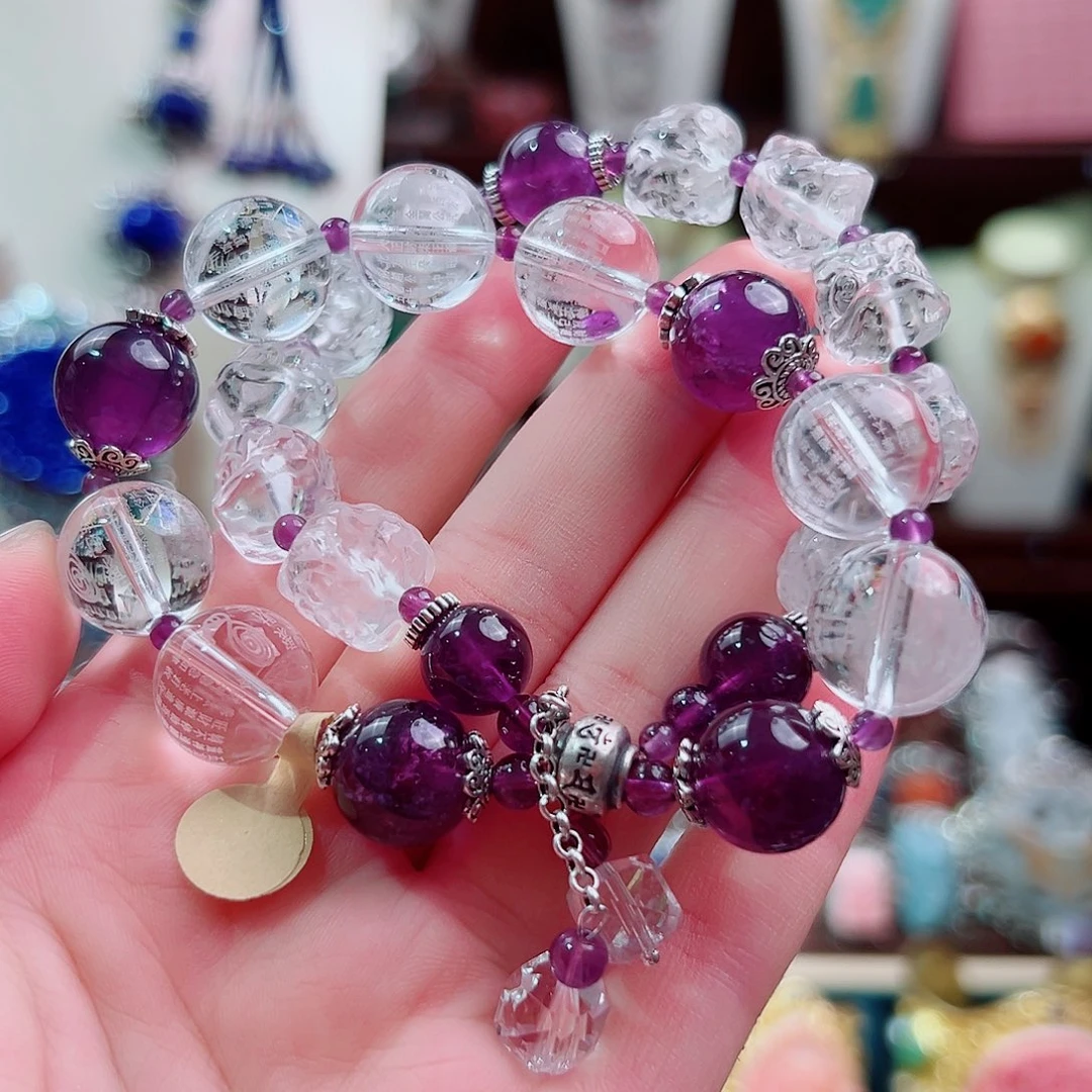 水晶手链银S925镶嵌手链