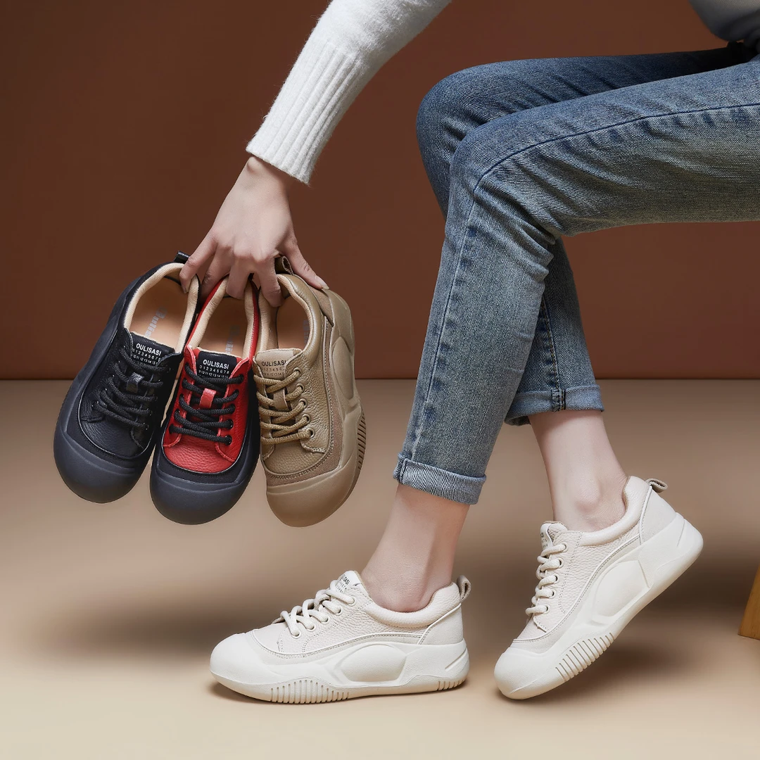 | 遍历山河 | 4公分 头层牛皮小白鞋女厚底鞋休闲百搭女鞋OL236