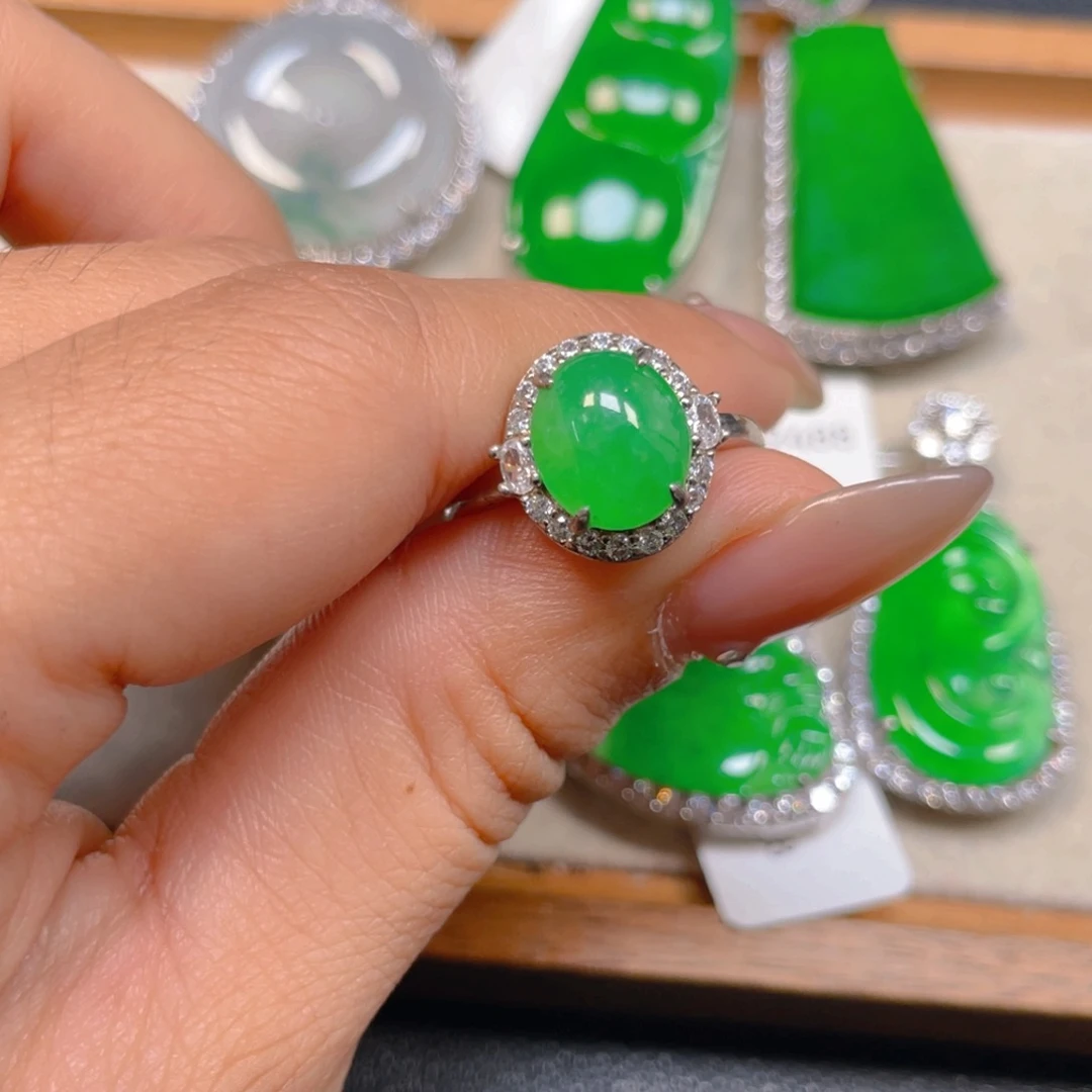 翡翠银S925镶嵌挂件