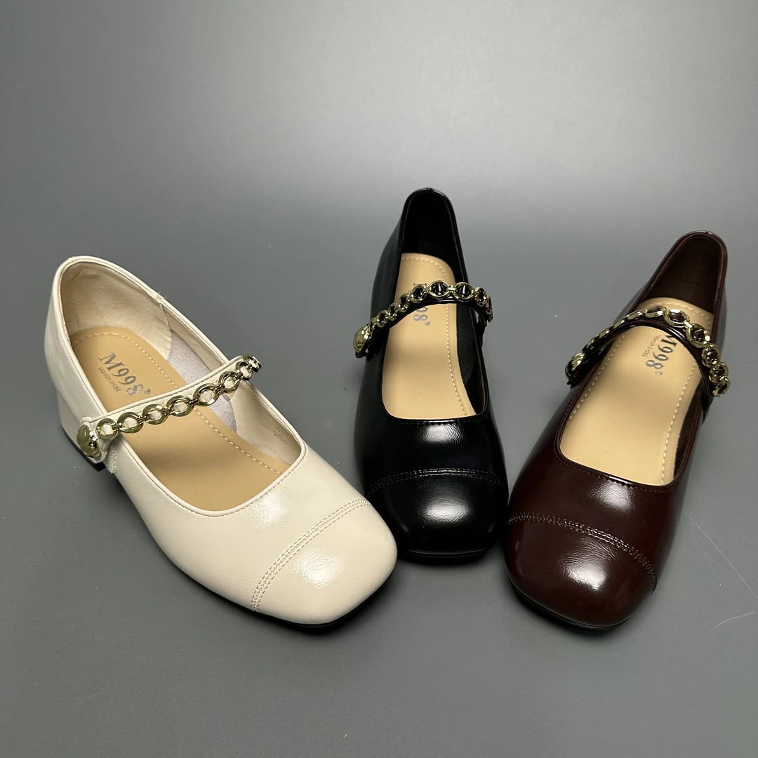 355-86 法式粗跟玛丽珍鞋女2025新款复古仙女风鞋一字带浅口单鞋