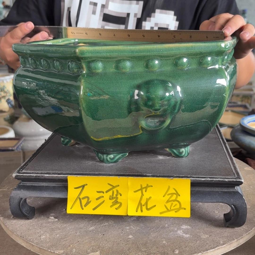 。一风堂石湾花盆 高温裂 内28*14