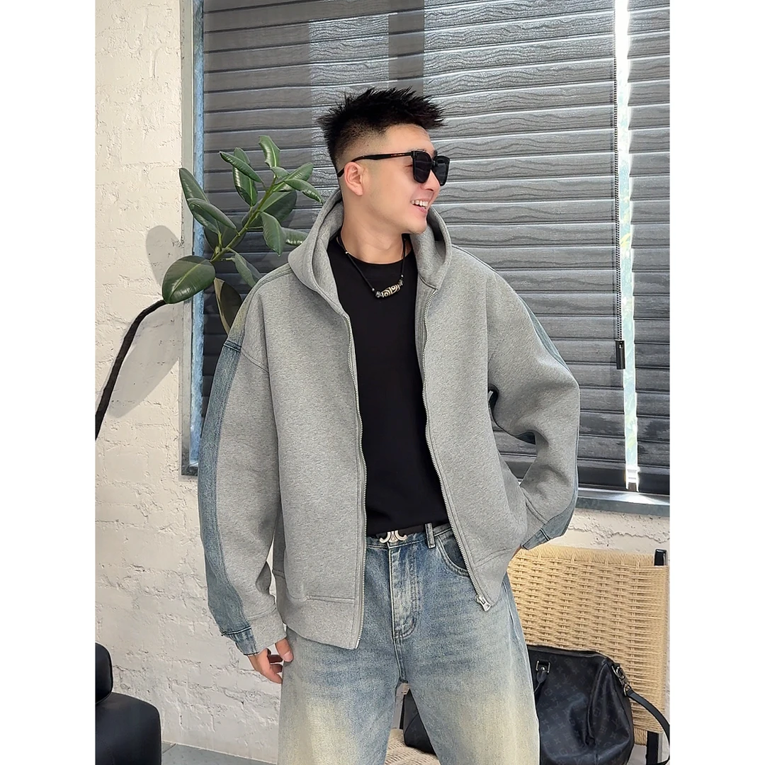 YULE语乐/5770羽绒牛仔拼接两件套90白鸭绒羽绒内胆可卸男女同款