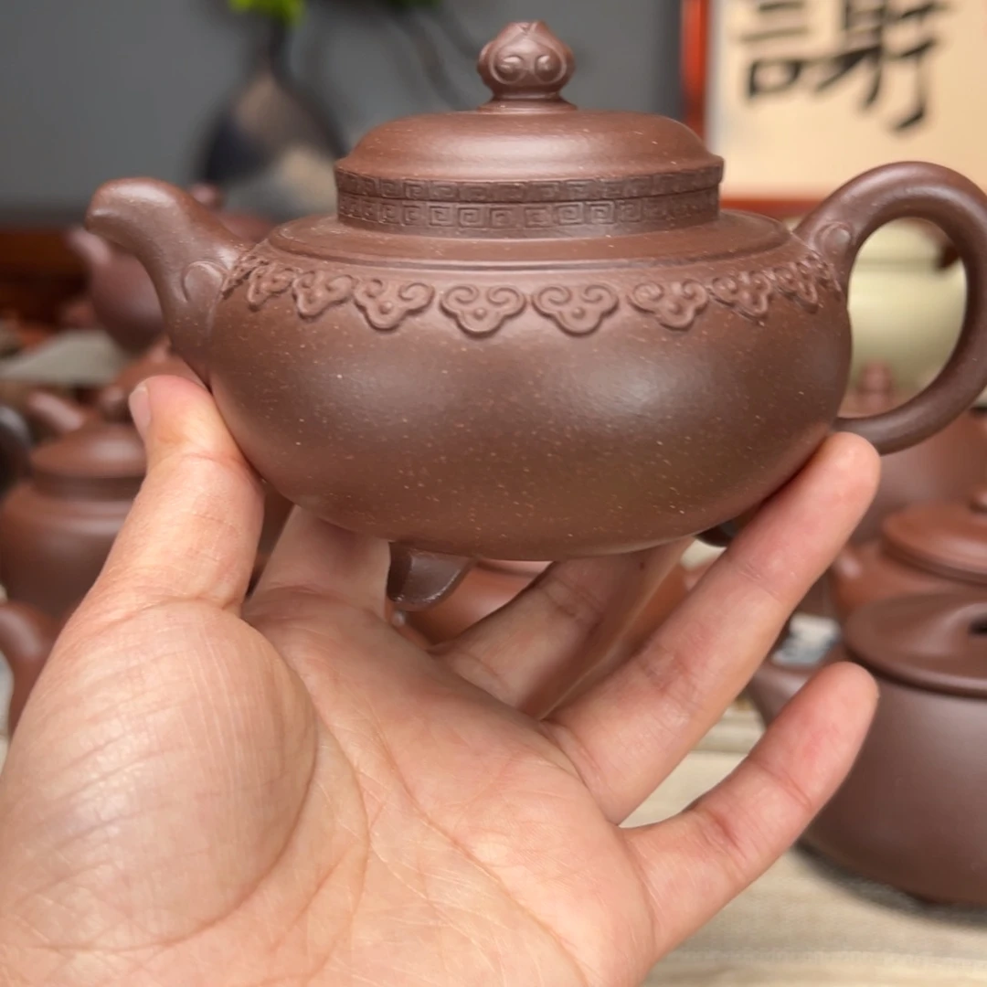 紫砂茶壶大水潭紫泥220