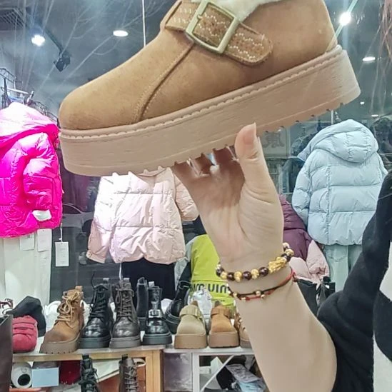 厚底加绒咖色博肯鞋子