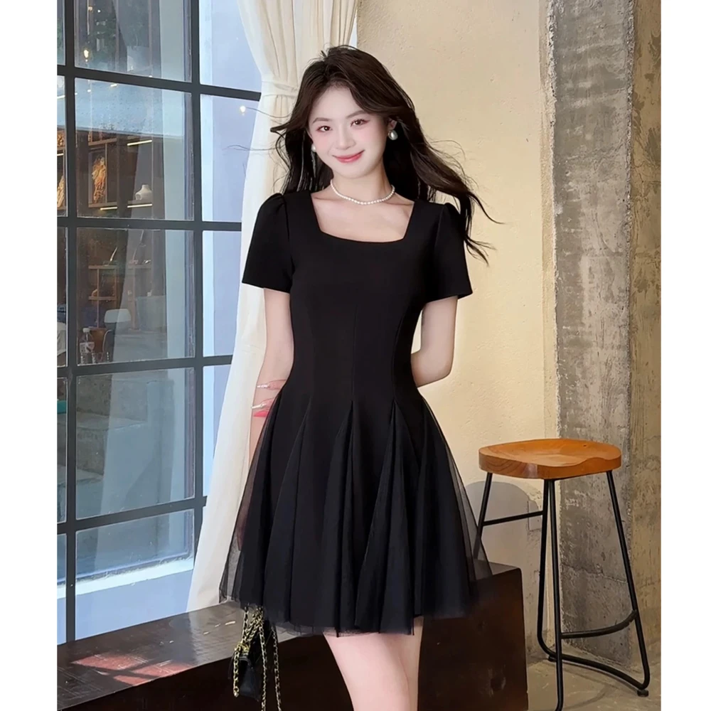 【朵拉】大码女装夏季新款法式复古蕾丝拼接气质显瘦高级感连衣裙