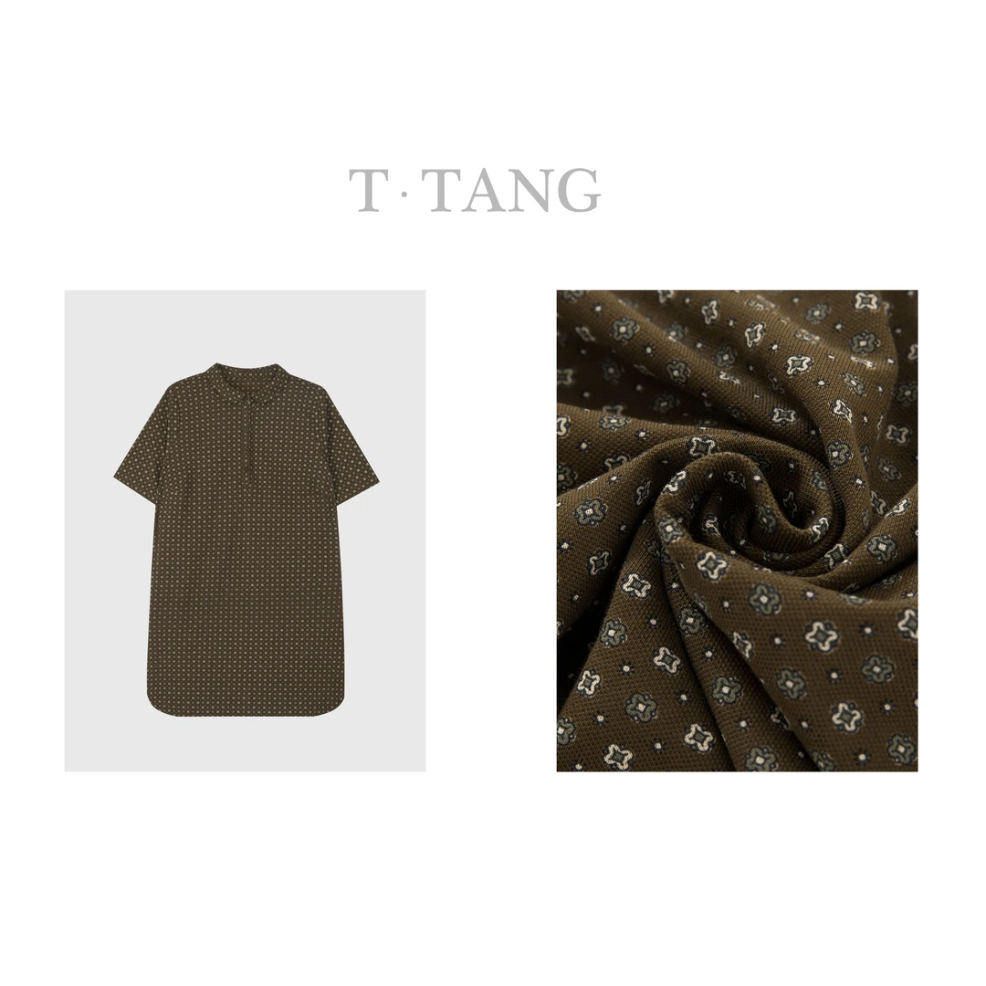 FL春夏200g丝光珠地棉潮流时尚印花中长款宽松连衣裙【6236】