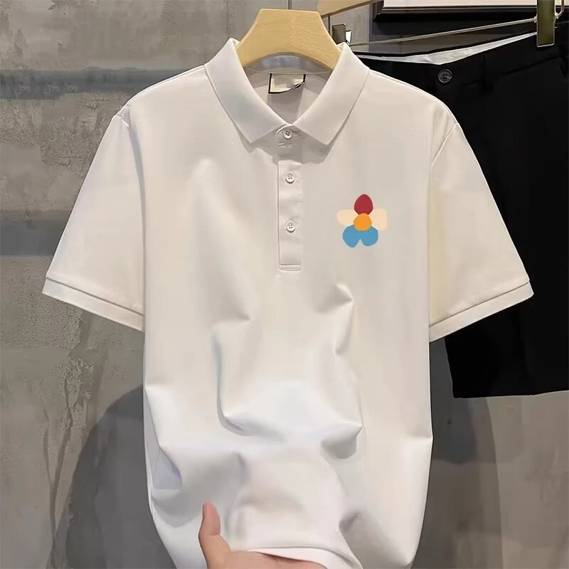 2024夏季新款韩版短袖衫男商务休闲纯色翻领男士上衣潮