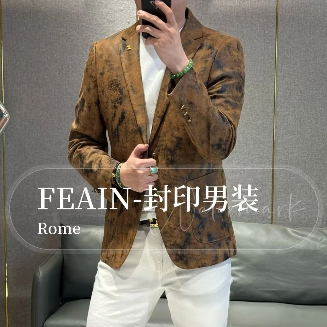 高端定制秋冬立体激光雕花修身裁剪小西装6275