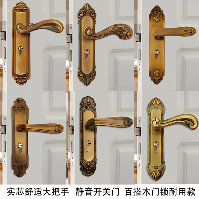 永佳福欧式门锁静音磁吸卧室房间实木门锁具仿古铜套装锁家用门锁