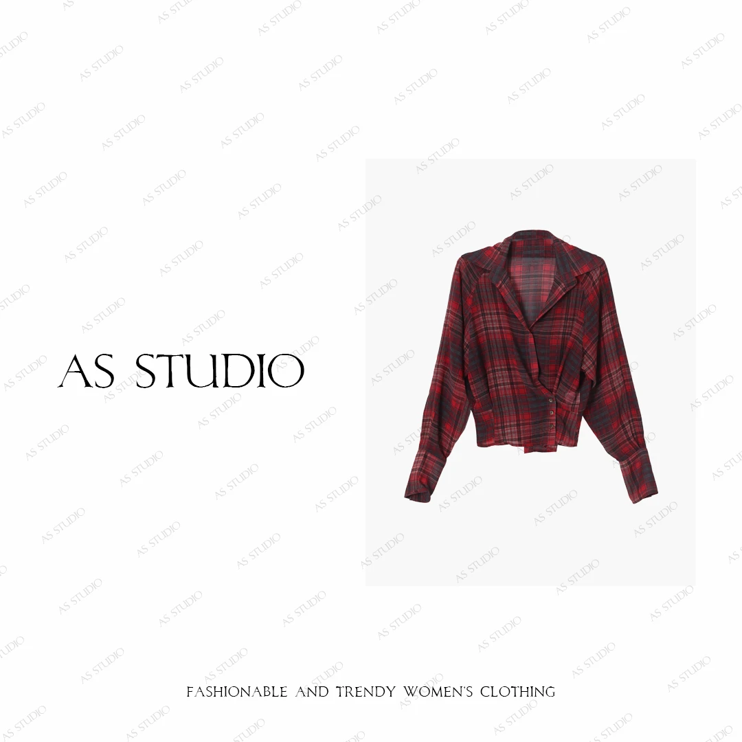 【AS常青格】25新原创大气真丝收腰百搭格纹气质衬衫AS25QCS02256