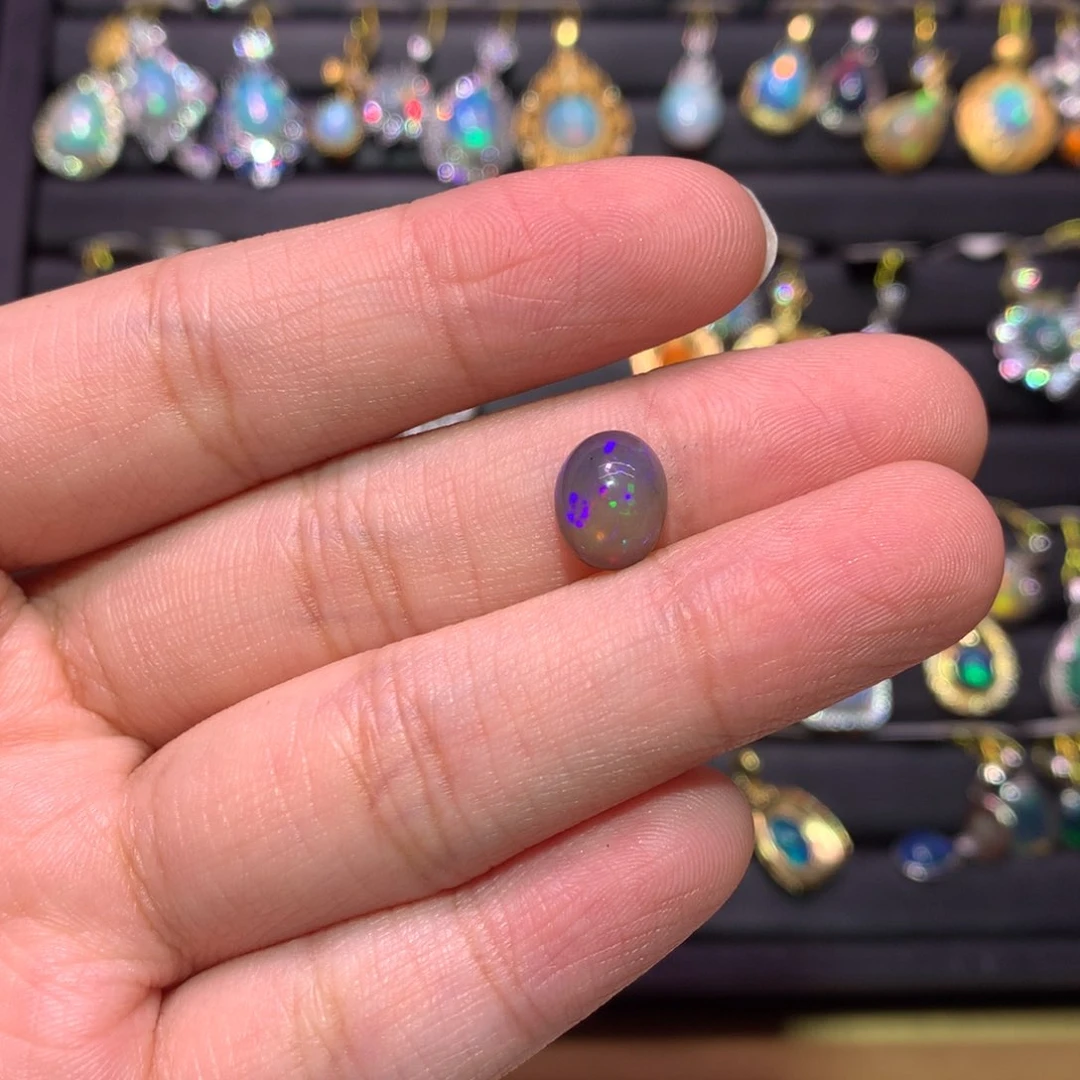 银S925镶嵌欧泊裸石定制玉*粒