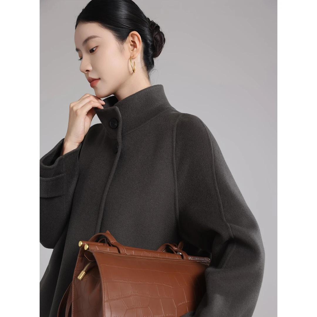 100%纯山羊绒双面大衣女中长款宽松羊毛呢外套高级感气质羊毛大衣