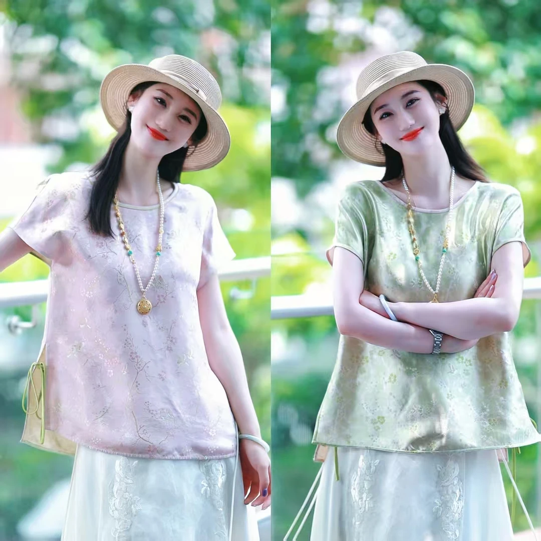 《灵灵定制》夏季新中式时尚百搭气质双面双穿女士衬衫5906