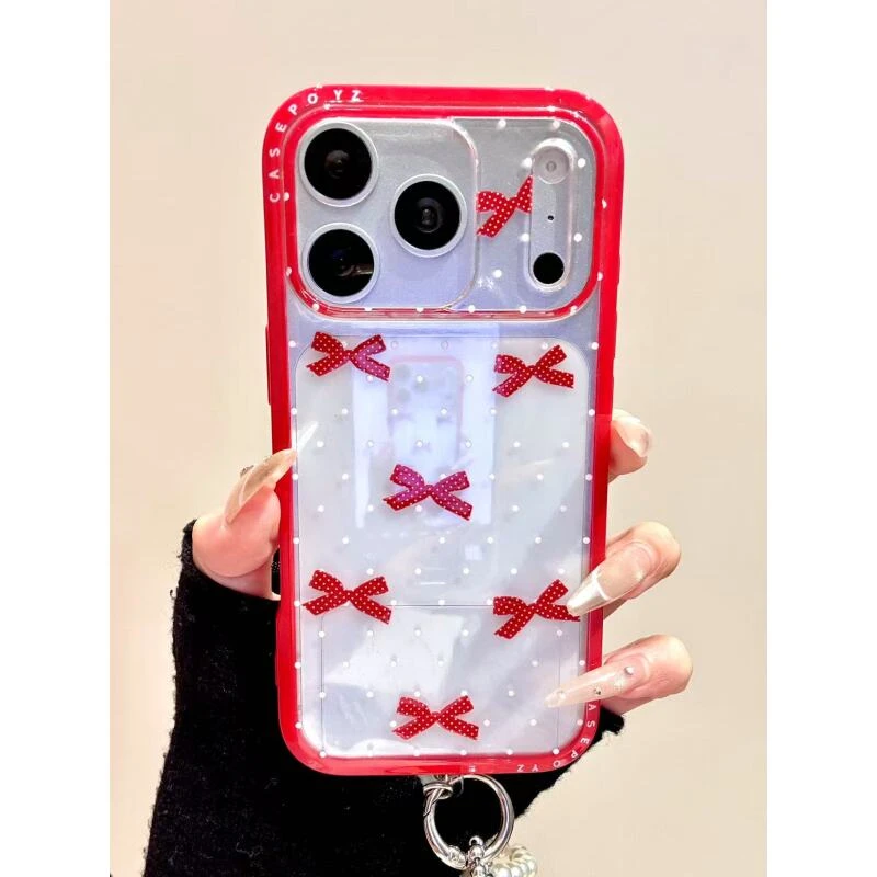 韩系可爱红色蝴蝶结丝带樱桃适用iphone17promax苹果16pro手机壳