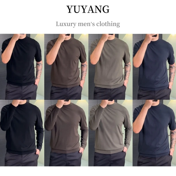 YUYANG出品｜｜爵派儿高奢男士 纯色柔软亲肤 长/短袖 羊毛衫