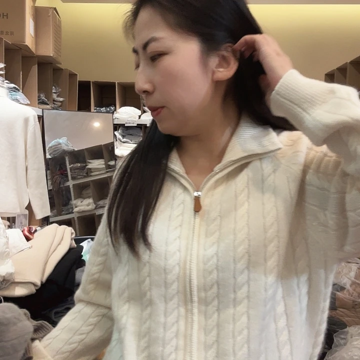 白麻花拉链开衫胎绒哈哈哈哈