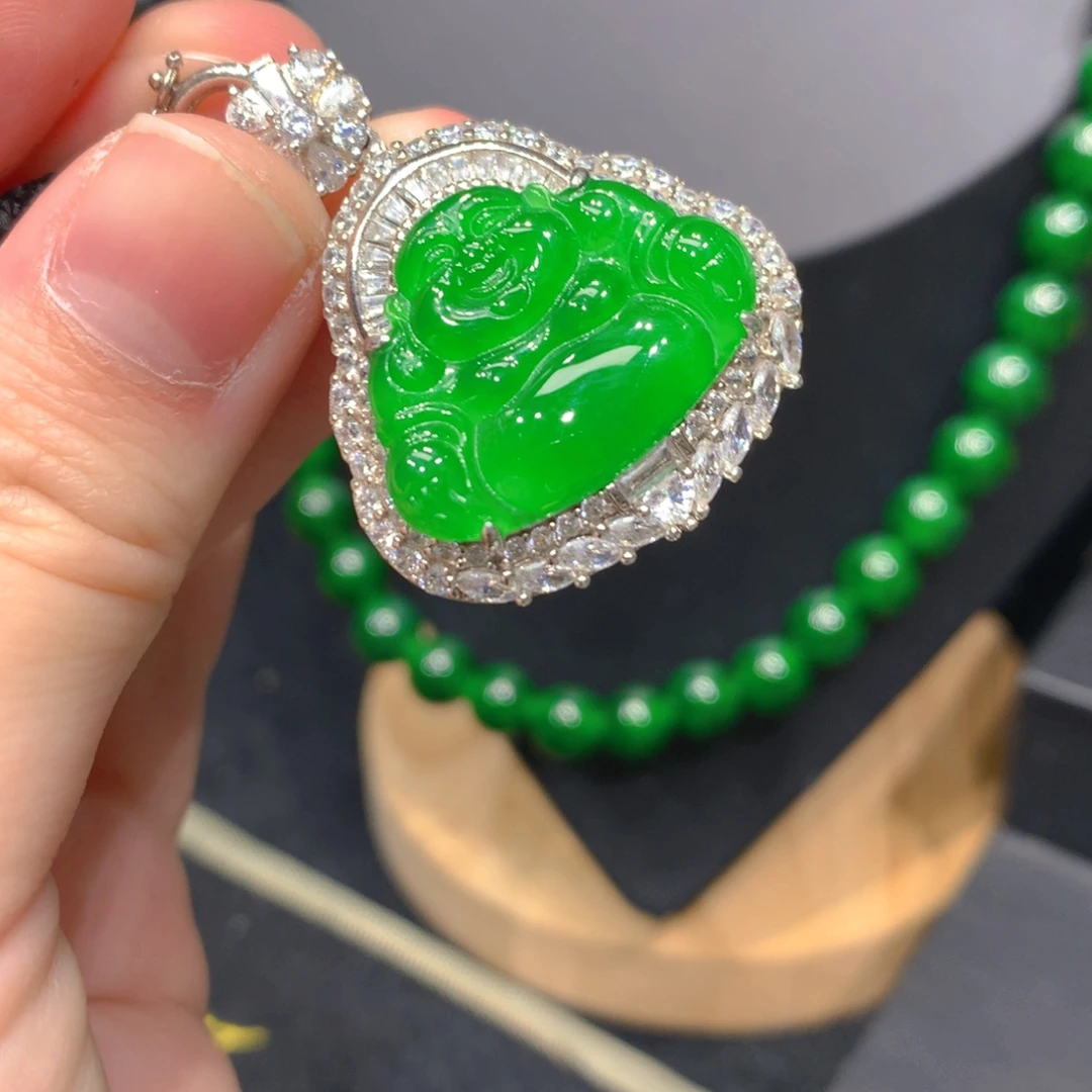 翡翠银S925镶嵌颈饰