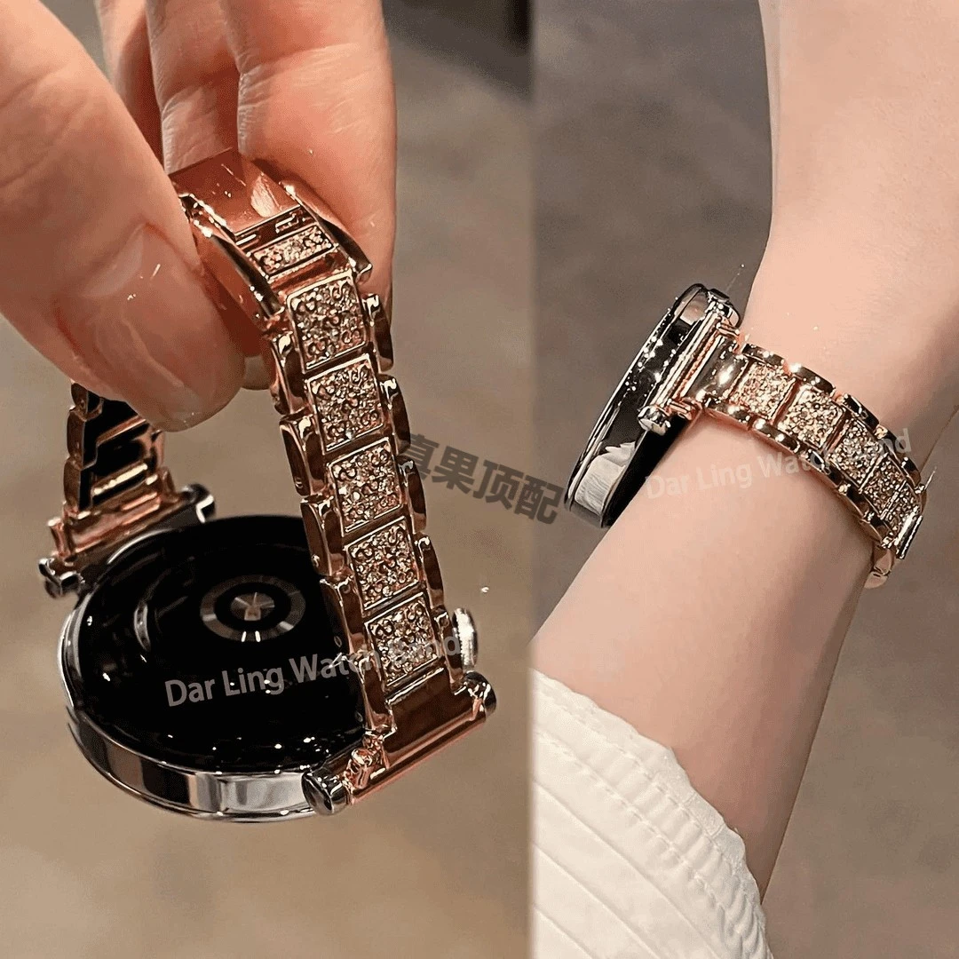 适用华为gt5手表gt6表带gt4轻奢感满天星镶钻gt3女款watch5金属链